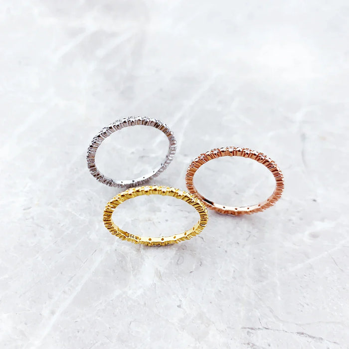 925 Sterling Silver Delicacy Dots Ring With White Stones Trend Fine Jewelry For Women