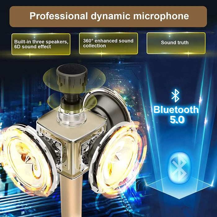 Portable Karaoke Microphone Bluetooth Wireless Dynamic Mic For Home Ktv Party