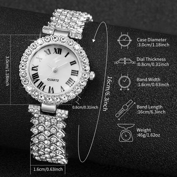6 Piece Diamond Steel Band Watch Set