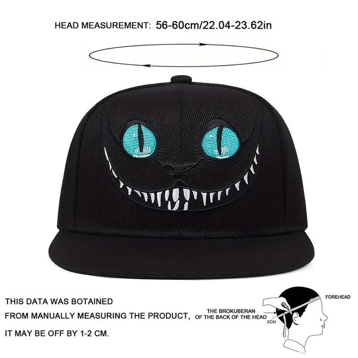 Cartoon Cat Embroidery Hip Hop Hat Adjustable Baseball Cap For Spring / Autumn