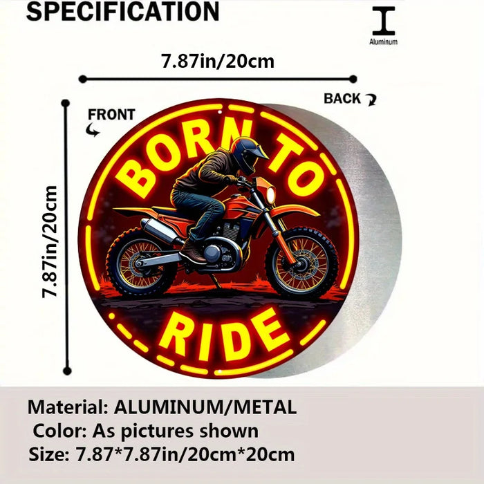 Distressed Neon Dirt Bike Metal Sign Vibrant Orange / Yellow Glow