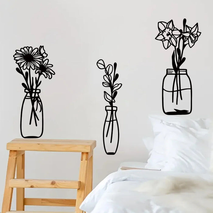 Flower Vase Wall Stickers For Home Decor