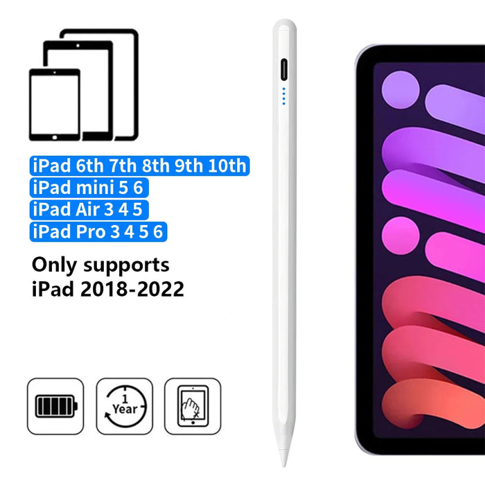 Ipad Stylus Pen With Palm Rejection & Power Display Compatible With 2022 2018 Pro Air Mini Pencil Accessories