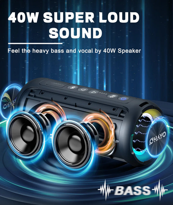 40W Bluetooth Speaker Enhanced Bass Ip7 Waterproof