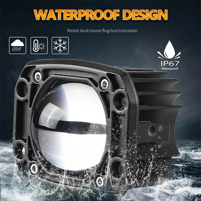 Off Road 4X4 12V 24V Led Work Light 6000K White 3500K Yellow Fog Lights Flush Mount 8D Lens Jeep Truck Compatible