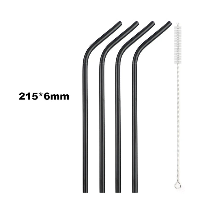 Stainless Steel Reusable Drinking Straws With Cleaning Brush