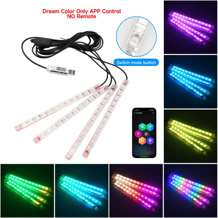 Rgb Car Interior Led Light Kit Remote Control