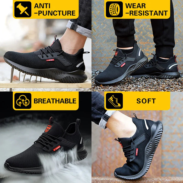 Mens Steel Toe Safety Shoes Anti Smash Work Sneakers With Puncture Proof Protection