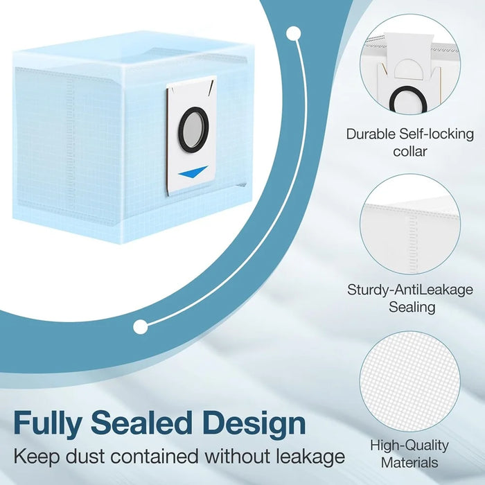 12 Pieces Vacuum Bag Compatible With Ecovacs Deebot X1 Omni / Turbo T10 / T20 Omni / T20 / T20 Max / T20 Pro / X & T Series Vacuum Cleaner