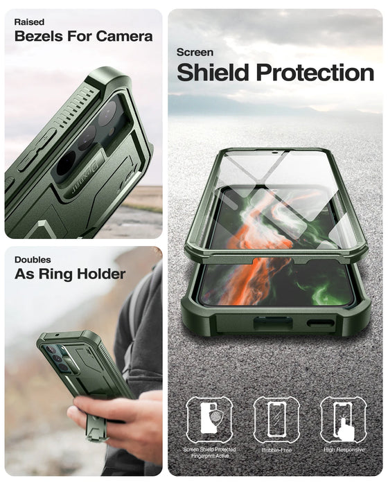 For Samsung Galaxy S22 5G Full Body Bumper Military Grade Armor Shockproof Shell Case With Built In Screen Protector