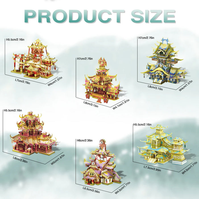 Chinese Ancient Buildings 3D Metal Puzzle Kit For Home Decor