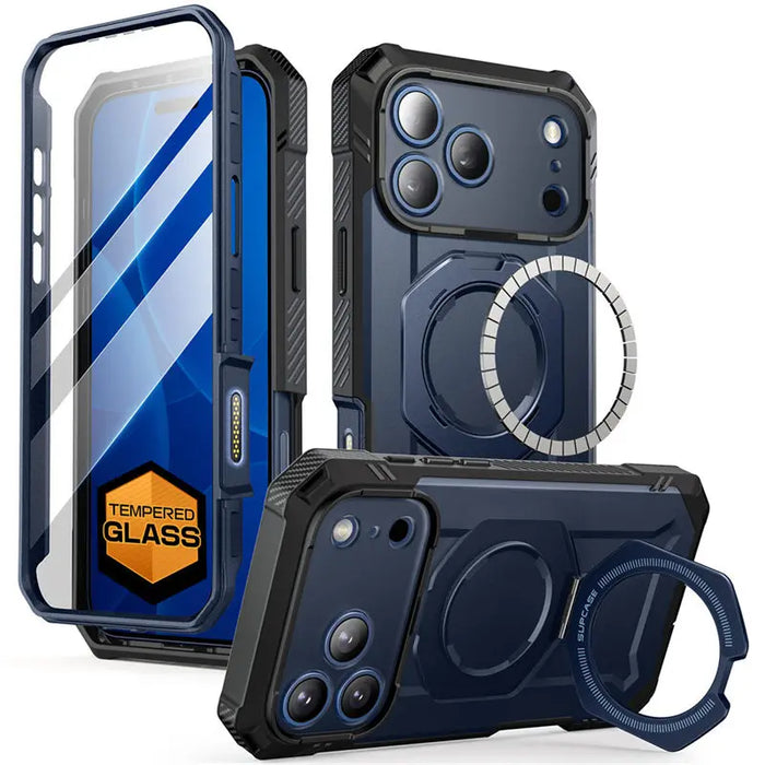 For Iphone 17 Pro Ub Grip Pro Heavy Duty Rugged Magnetic Phone Case With Built-In Tempered Glass Screen Protector