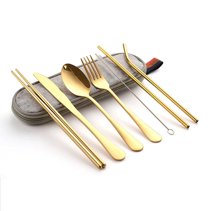 8 Piece Portable Cutlery Set For Outdoor Picnics Travel And Students
