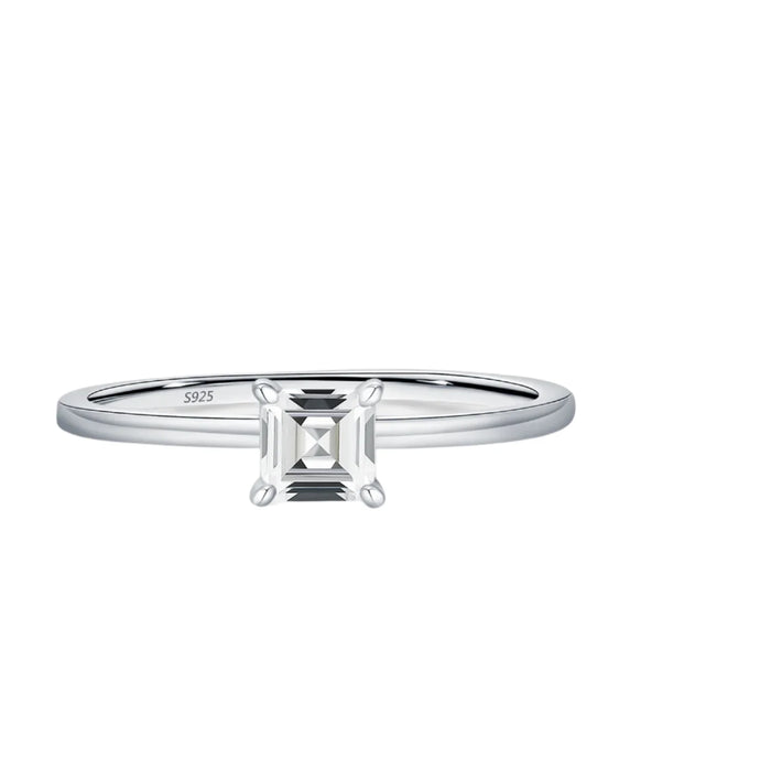 925 Sterling Silver D Colour Square Moissanite Ring For Women