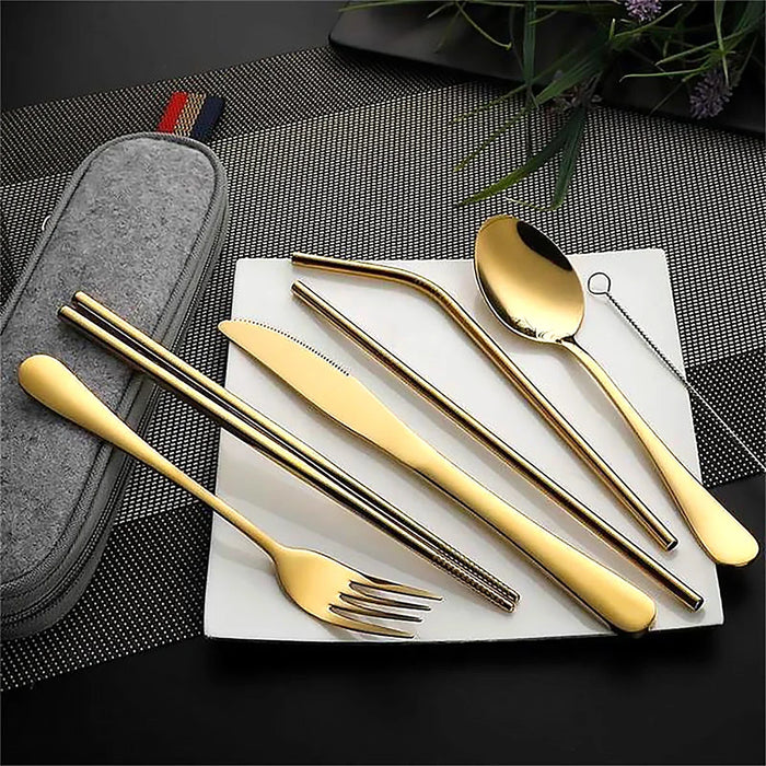 8 Piece Portable Cutlery Set For Outdoor Picnics Travel And Students