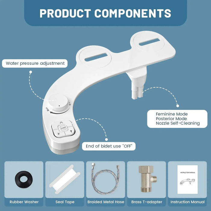 Self Cleaning Dual Nozzle Bidet Attachment