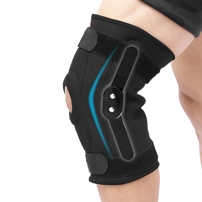 Sports Knee Support Brace With Metal Plate Black