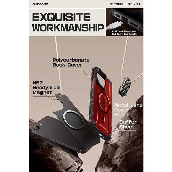 For Iphone 16E / 15 / 14 / 13 6.1 Inch Ub Mag Xt Heavy Duty Magnetic Phone Case With Camera Protector & Built-In Kickstand