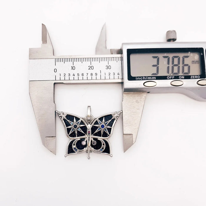 925 Sterling Silver Blue Butterfly Pendant Boho Jewelry For Women