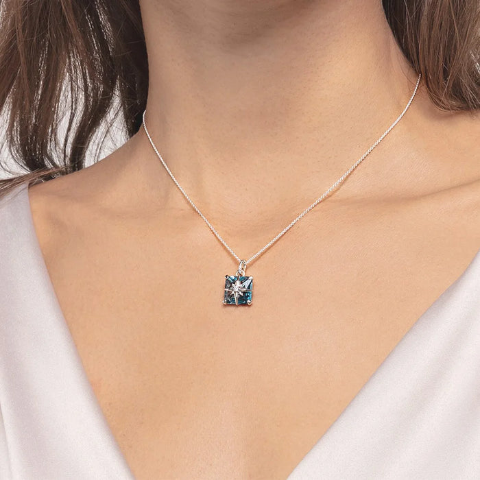 925 Sterling Silver Blue Stone Pendant Trendy Europe Accessories For Women