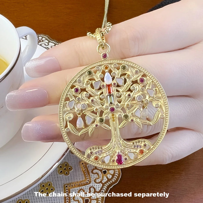 925 Sterling Silver Golden Colourful Tree Pendant 2022 Summer Romantic Jewelry Gift For Women