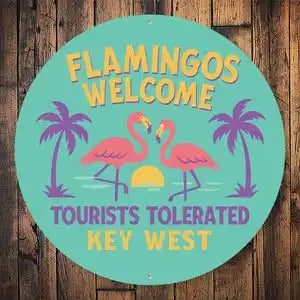 Flamingo Welcome Sign Key West Decor