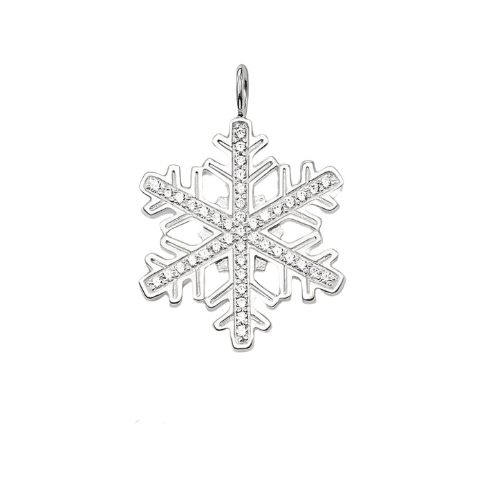 925 Sterling Silver Snowflake Pendant Winter Accessory For Women
