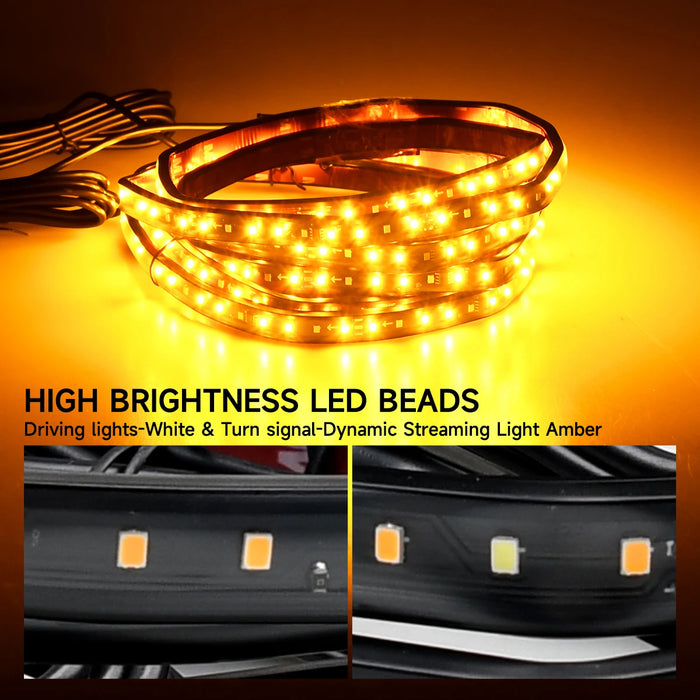 1.2 / 1.5 / 1.8M Led Drl Side Step Strip Bar Truck Running Board Lights Amber Signal Kit