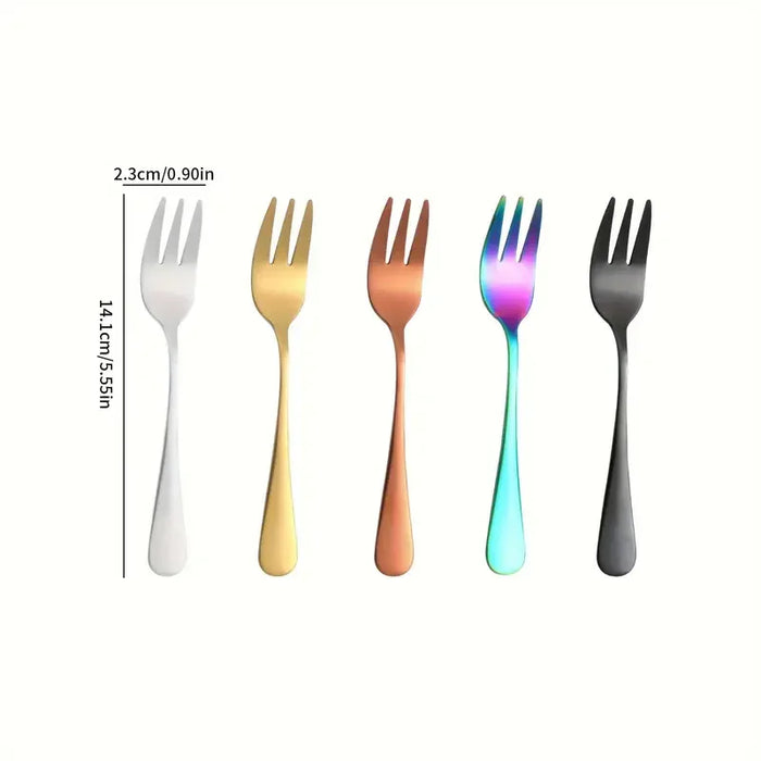 4 Piece Stainless Steel Dessert Fork Set For Fruit Mooncake Cake Snacks Tea Salad Ideal For Restaurants Parties