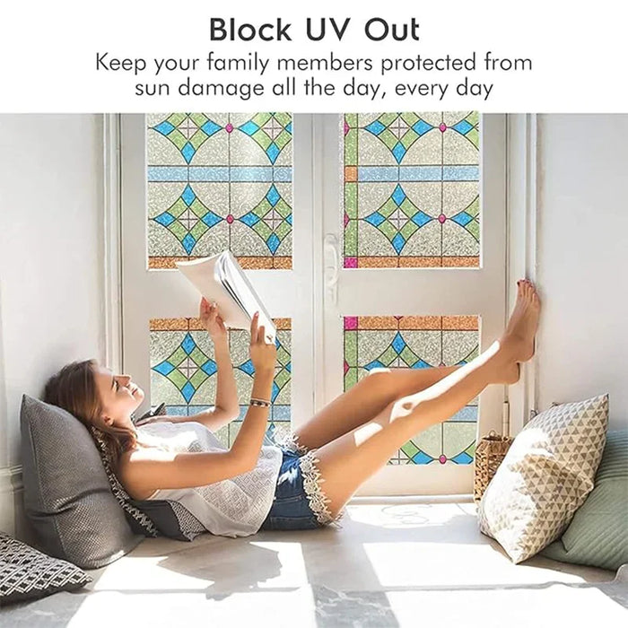 Decorative Privacy Glass Film - Stained Heat Transfer Frosted Window Sticker For Kitchen Door