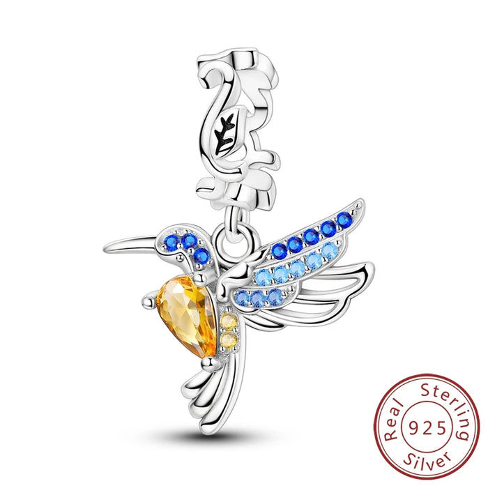 925 Sterling Silver Hummingbird Pendant Fine Jewelry For Women