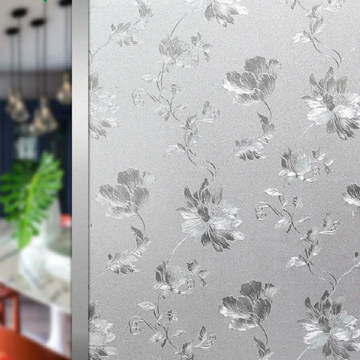 Frosted 3D Flower Window Film - Non-Adhesive Uv Protection For Home Bathroom Office