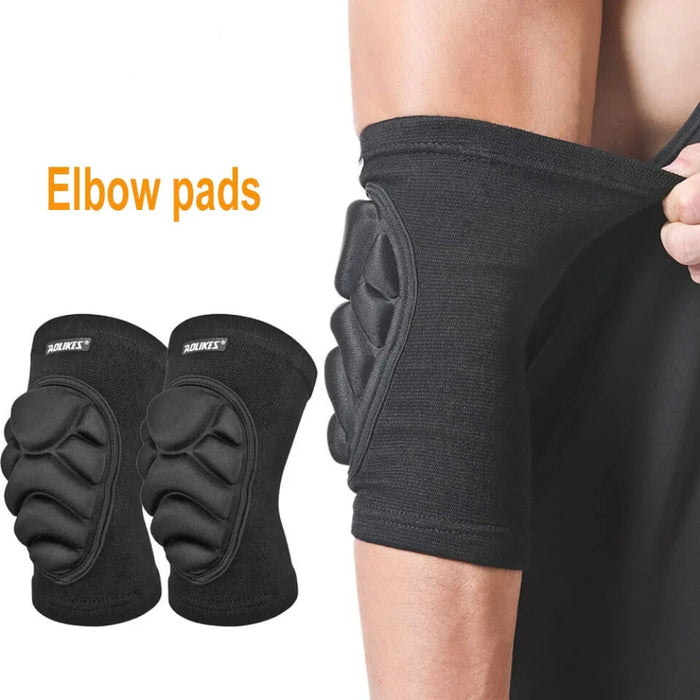 Pair of Thick Sponge Knee Elbow Pads Work Basketball Wrestling Football Volleyball Cycling