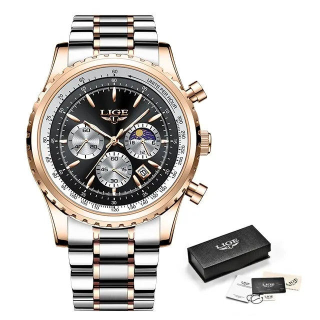 Luxury Mens Quartz Watch with Date and Chronograph