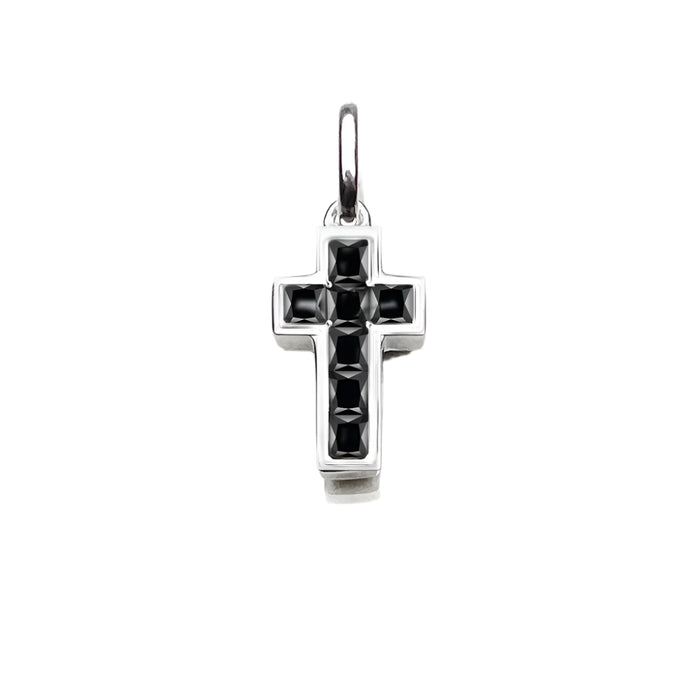 925 Sterling Silver Black Stone Cross Pendant Fine Jewelry Gift For Women