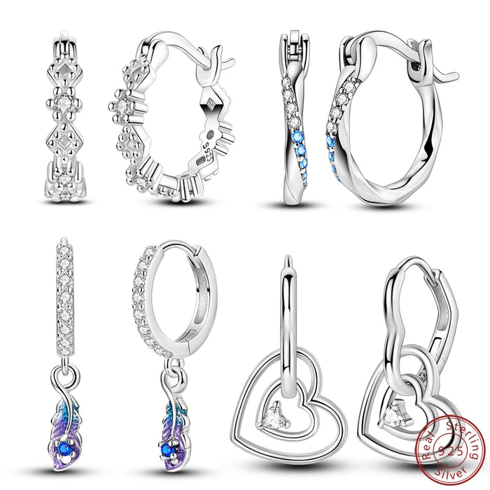 925 Sterling Silver Love Hoop Earrings For Women Simple & Stylish