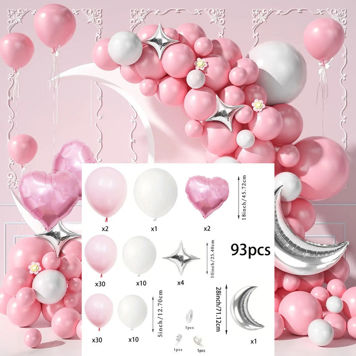 93Pcs Pink And White Balloon Arch Garland Kit For Valentine'S Day Birthday Party Wedding And Proposal Background Decoration