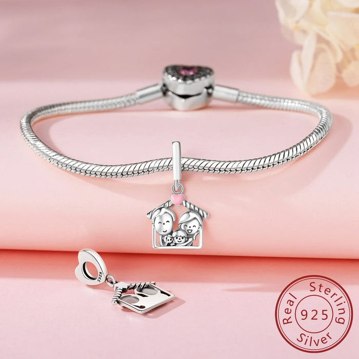 925 Sterling Silver Family Forever Pendant Fits Bracelets Diy