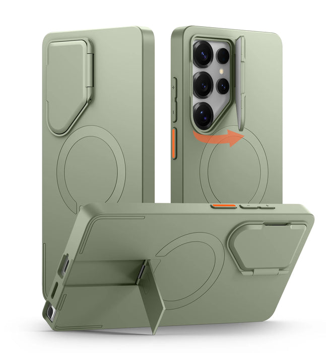For Samsung Galaxy S25 Ultra 6.9 Inch Magnetic Protective Case With Camera Protector & Adjustable Metal Kickstand