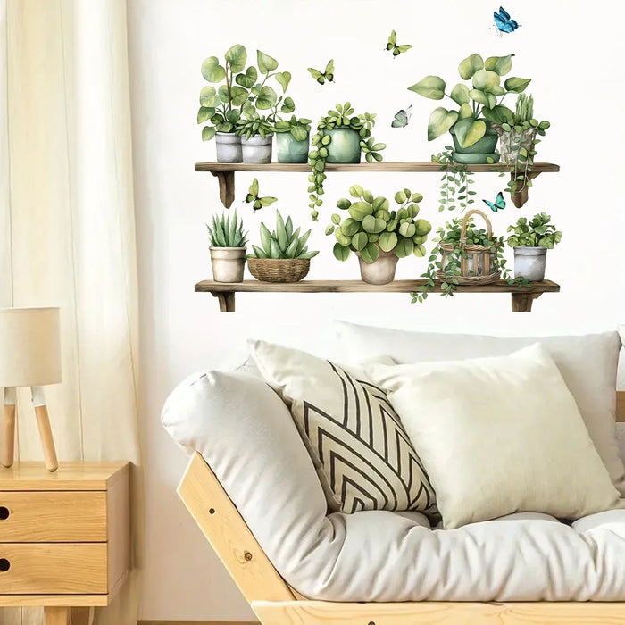 Realistic Watercolour Plant Pot Wall Stickers For Home Decor