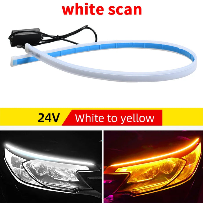 24V Led Car Drl Daytime Running Lights Waterproof Soft Turn Signal Truck Headlight Assembly