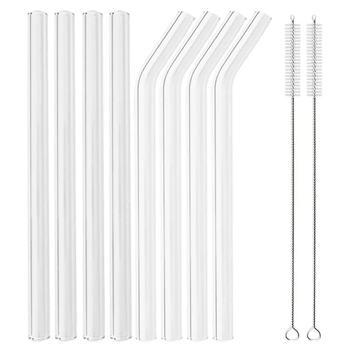 8 Piece Eco Friendly Glass Straw Set With Brush