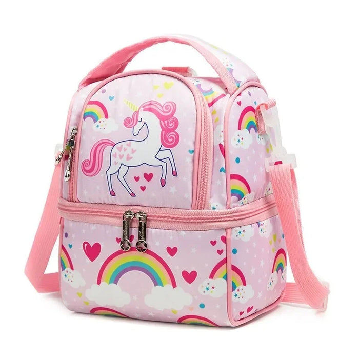 Kids Insulated Lunch Bag With Adjustable Strap High Capacity Bento Box For School Mermaid Sequin Design