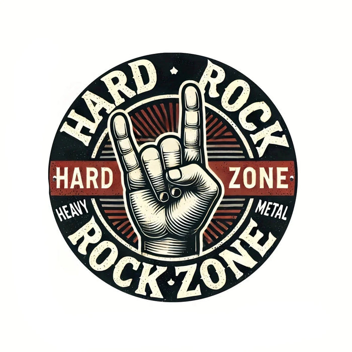 Vintage Hard Rock Metal Sign 8X8 Inch Round Rustproof & Weather-Resistant