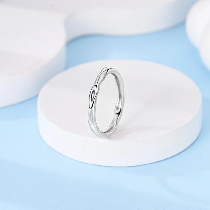 925 Sterling Silver Liquid Metal Ring Luxury Zircon Design For Women Wedding Jewelry