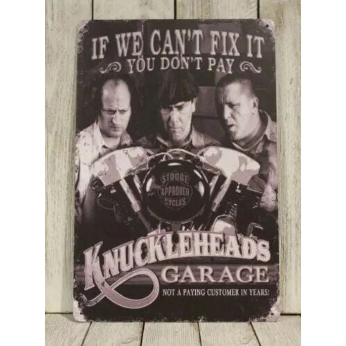 3 Stooges Garage Tin Sign Auto Repair Shop