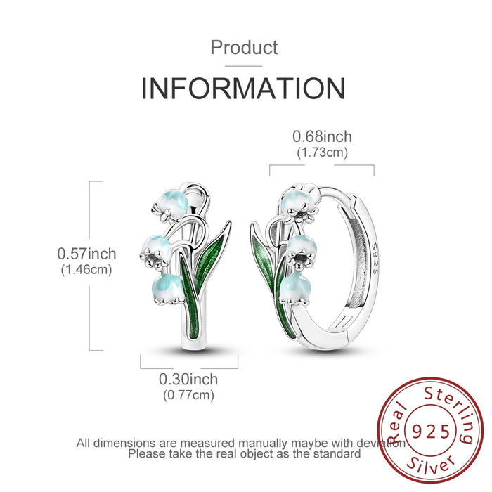 925 Sterling Silver Lily Hoop Earrings Fits Charms Elegant & Fine