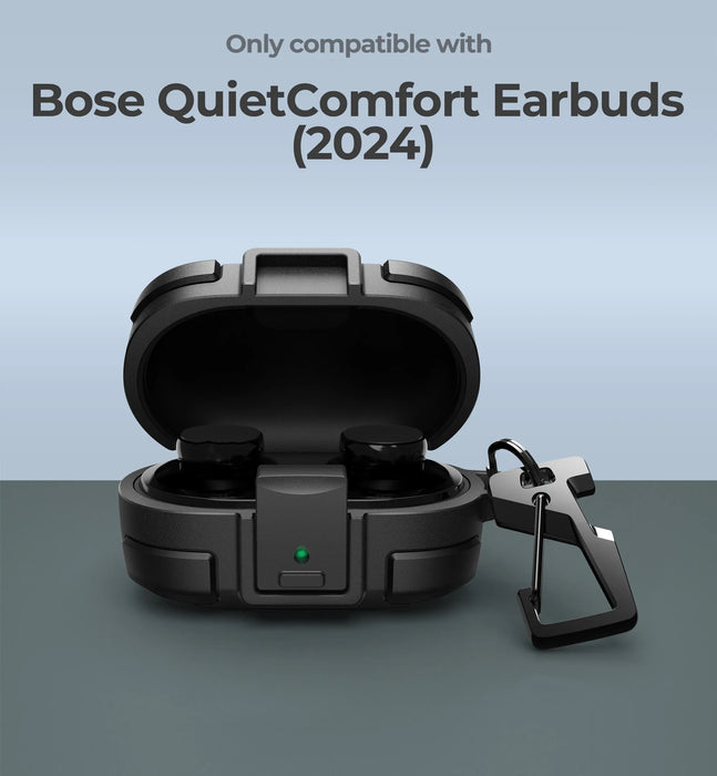 For Bose Quietcomfort Earbuds 2024 Rugged Case Shockproof Protective Case With Secure Lock Clip Carabiner & Keyring