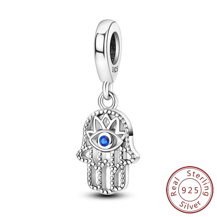 925 Sterling Silver Blue Dewdrop Eye Pendant Fits Jewelry Diy Gift For Women