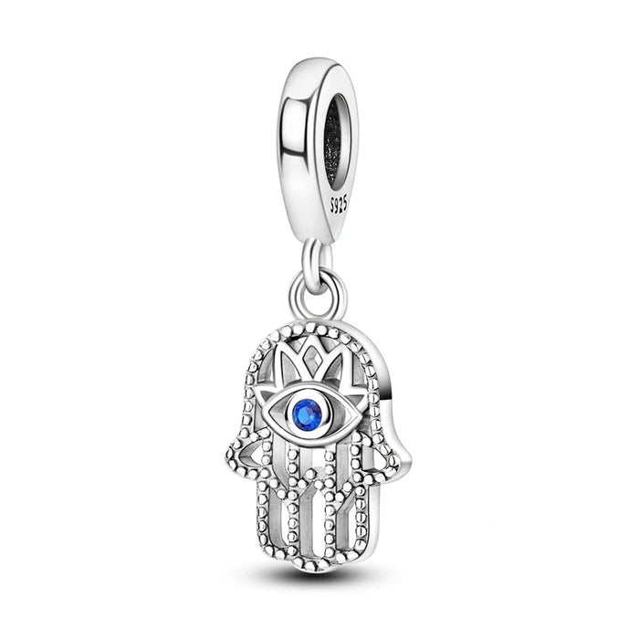 925 Sterling Silver Blue Dewdrop Eye Pendant Fits Jewelry Diy Gift For Women